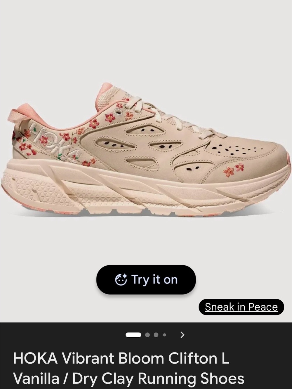 Hoka Vanilla Floral Clifton L Running Shoe